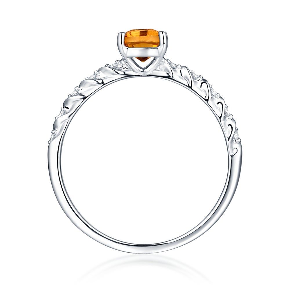 Citrine & Lab-Created White Sapphire Layering Ring Sterling Silver