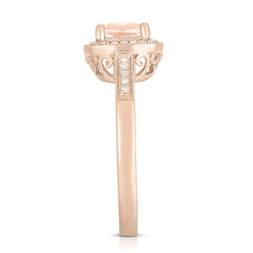 Morganite & 1/8 ct. tw. Diamond Ring in 14K Rose Gold