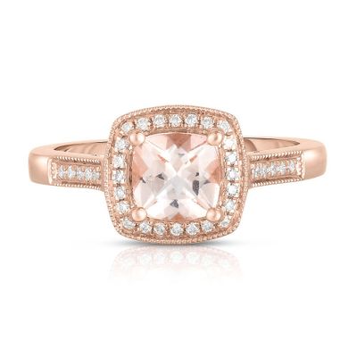 Morganite & 1/8 ct. tw. Diamond Ring in 14K Rose Gold