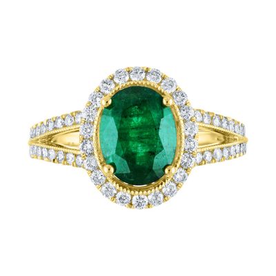 Emerald & 5/8 ct. tw. Diamond Ring 14K Yellow Gold