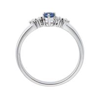 Blue Sapphire & Diamond Ring 10K White Gold