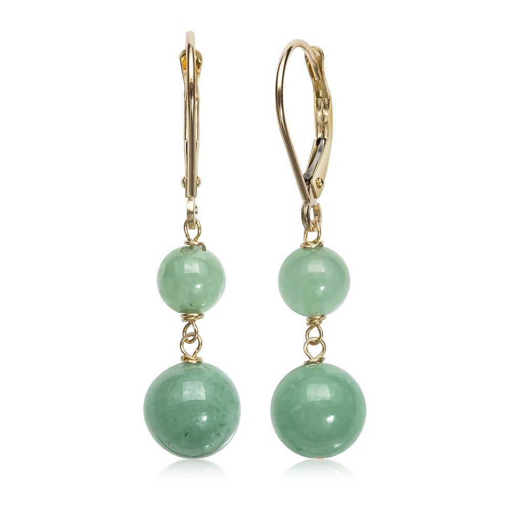 Jade Earrings in 14K Yellow Gold