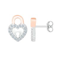 1/10 ct. tw. Diamond Lock & Key Stud Earrings in 10K White Gold