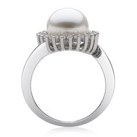 Freshwater Pearl & Lab-Created Sapphire Ring Sterling Silver