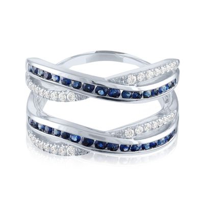 Sapphire & 1/5 ct. tw. Diamond Ring Enhancer 14K White Gold