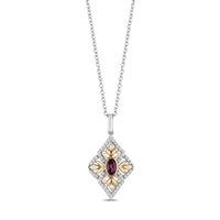 Anna Rhodolite Garnet & Diamond Pendant in Sterling Silver & 10K Yellow Gold