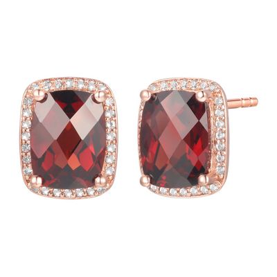 Garnet & 1/7 ct. tw. Diamond Earrings in 10K Rose Gold