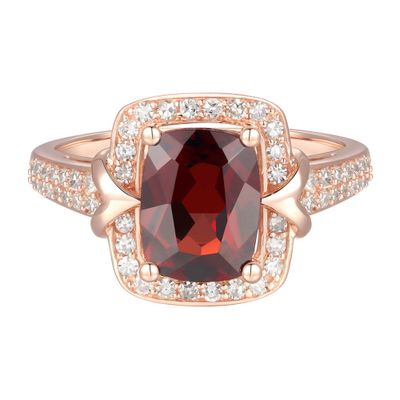 Garnet & 1/ ct. tw. Diamond Ring 10K Rose Gold