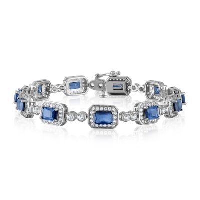 Blue Topaz & Lab-Created White Sapphire Bracelet in Sterling Silver