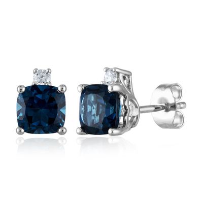 Blue Topaz & Diamond Earrings in 10K White Gold