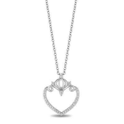 Enchanted Disney 1/5 ct. tw. Diamond Cinderella Heart Pendant in Sterling Silver