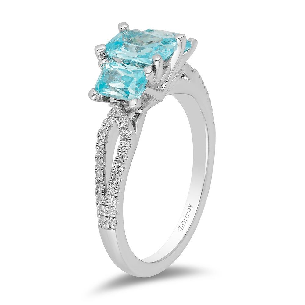 Enchanted Disney Blue Topaz & 1/8 ct. tw. Diamond Elsa Ring Sterling Silver