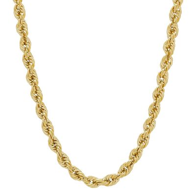 Men's Hollow Glitter Rope Chain in 14K Yellow Gold, 30"