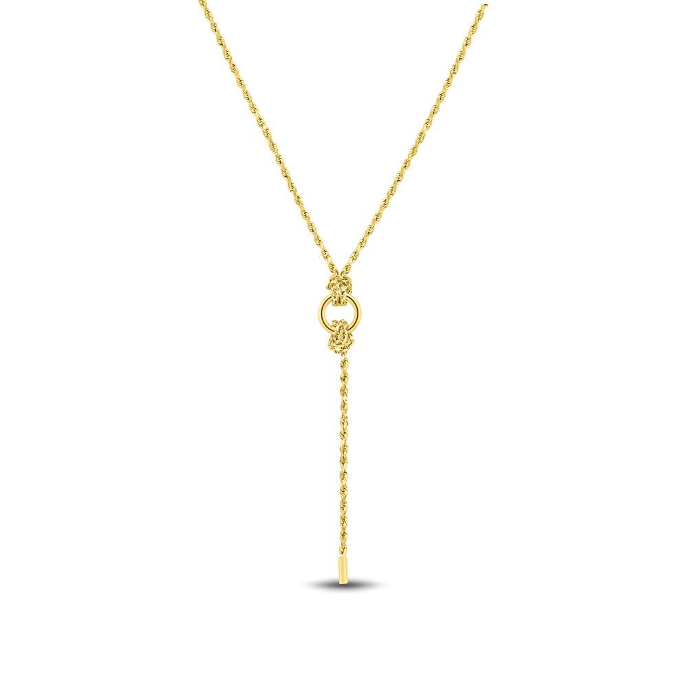 Polished Circle Lariat Necklace in 14K Gold