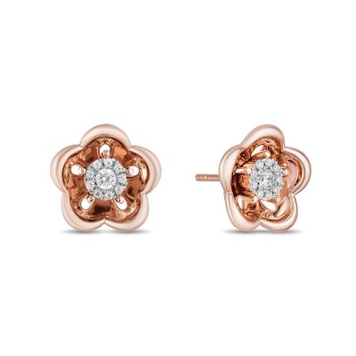 Enchanted Disney 1/7 ct. tw. Diamond Mulan Earrings in 10K Rose Gold