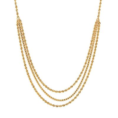 Tri-Layer Rope Necklace in 14K Yellow Gold