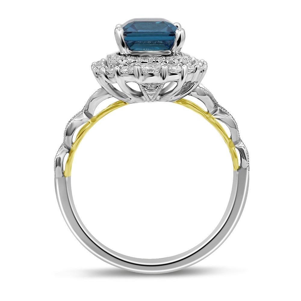 Olivia London Blue Topaz & Diamond Engagement Ring 14K white gold (7/8 ct. tw.)