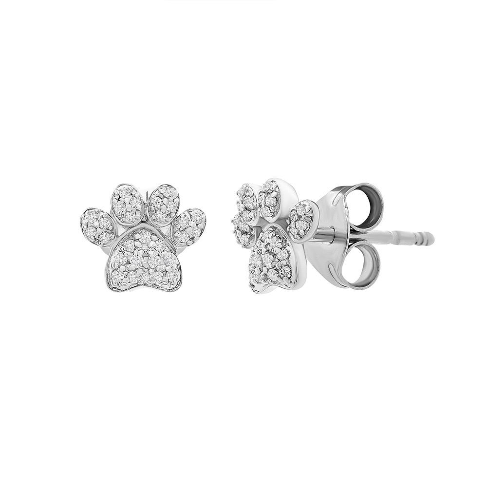 Diamond Paw Print Stud Earrings in Sterling Silver (1/10 ct. tw.)