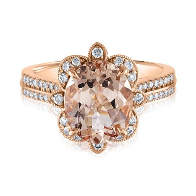 Morganite & 1/3 ct. tw. Diamond Engagement Ring 14K Rose Gold