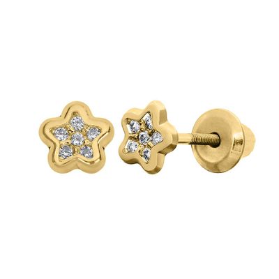 Children's Lab-Created White Cubic Zirconia Star Earrings in 14K Yellow Gold