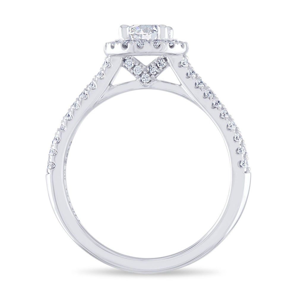 Diamond Halo Engagement Ring 14K White Gold (7/8 ct. tw.)