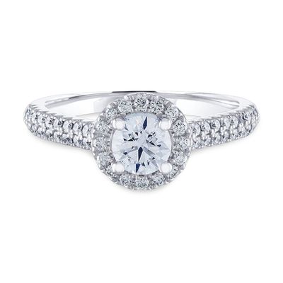 Diamond Halo Engagement Ring 14K White Gold (7/8 ct. tw.)