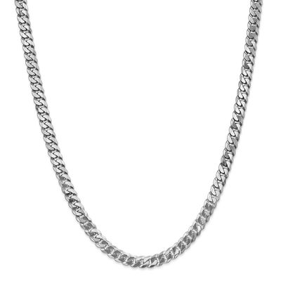 Men's Beveled Curb Chain in 14K White Gold, 24"