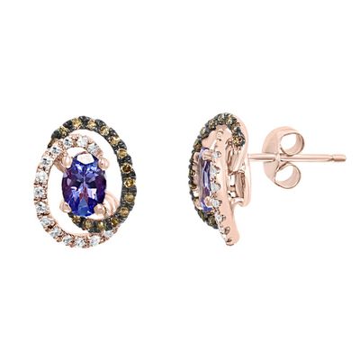 Tanzanite & 1/4 ct. tw. Diamond Earrings in 14K Rose Gold