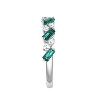 Lab-Created Emerald & White Sapphire Stack Ring Sterling Silver