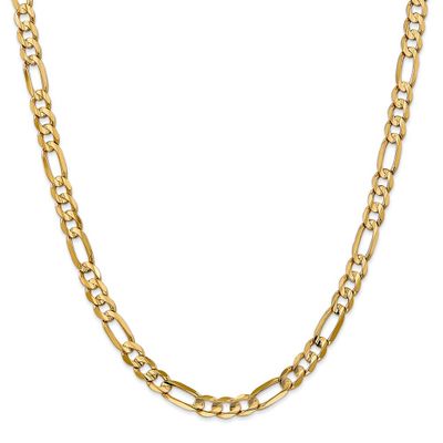 Men's Concave Figaro Link Chain in 14K yellow Gold, 28"