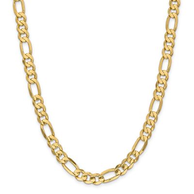 Men's Gold Concave Figaro Link Chain in 14K Yellow Gold, 24"