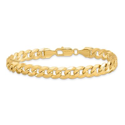 Men's Beveled Curb Bracelet in 14K Yellow Gold