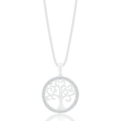 1/8 ct. tw. Diamond Tree Medallion Pendant in Sterling Silver