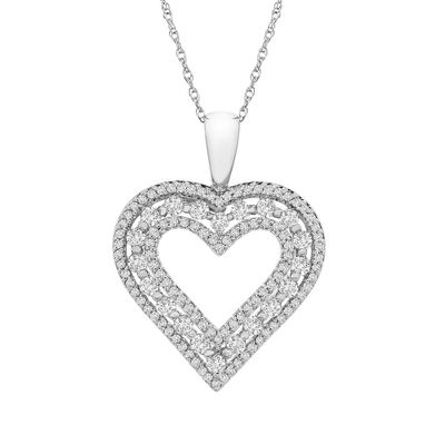 1/2 ct. tw. Diamond Heart Pendant in 10K White Gold
