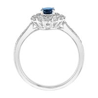 Blue Sapphire & 3/8 ct. tw. Diamond Double Halo Ring 10K White Gold