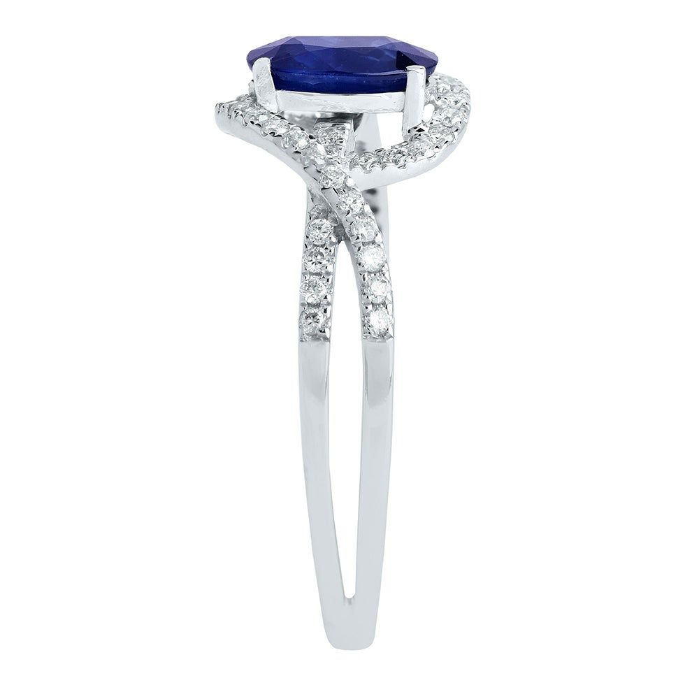 Sapphire & 1/ ct. tw. Diamond Ring 10K White Gold
