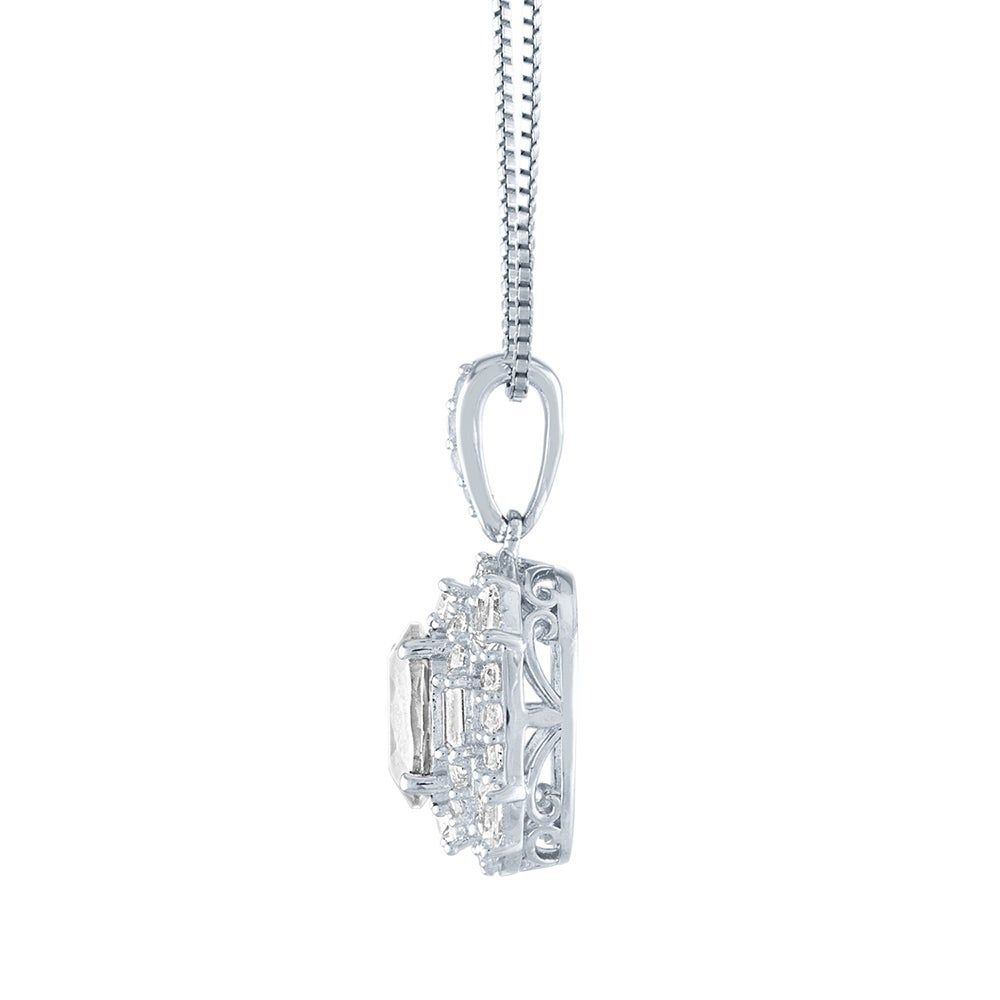 Lab-Created White Sapphire Pendant in Sterling Silver