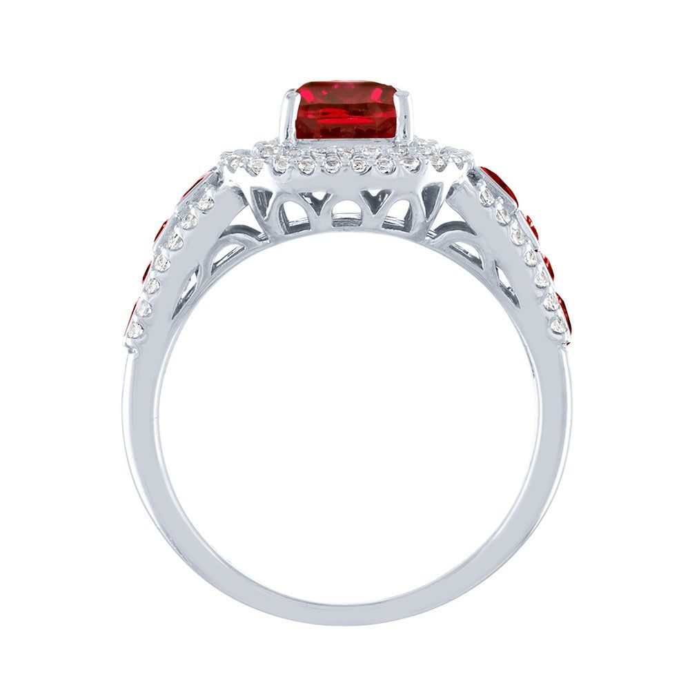 Ruby & Lab-Created White Sapphire Ring Sterling Silver