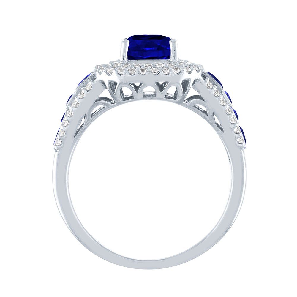 Lab-Created Blue & White Sapphire Ring Sterling Silver