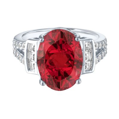 Lab-Created Ruby & White Sapphire Ring Sterling Silver