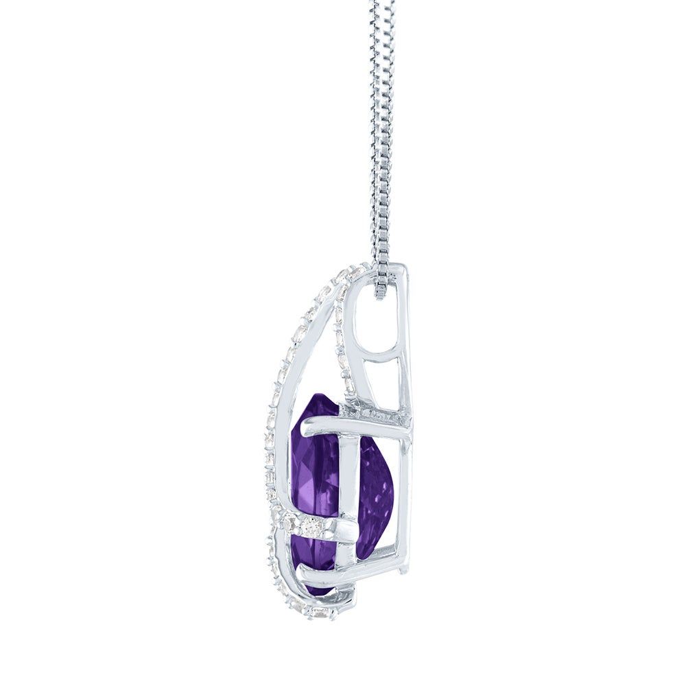 Amethyst & Lab-Created White Sapphire Pendant in Sterling Silver