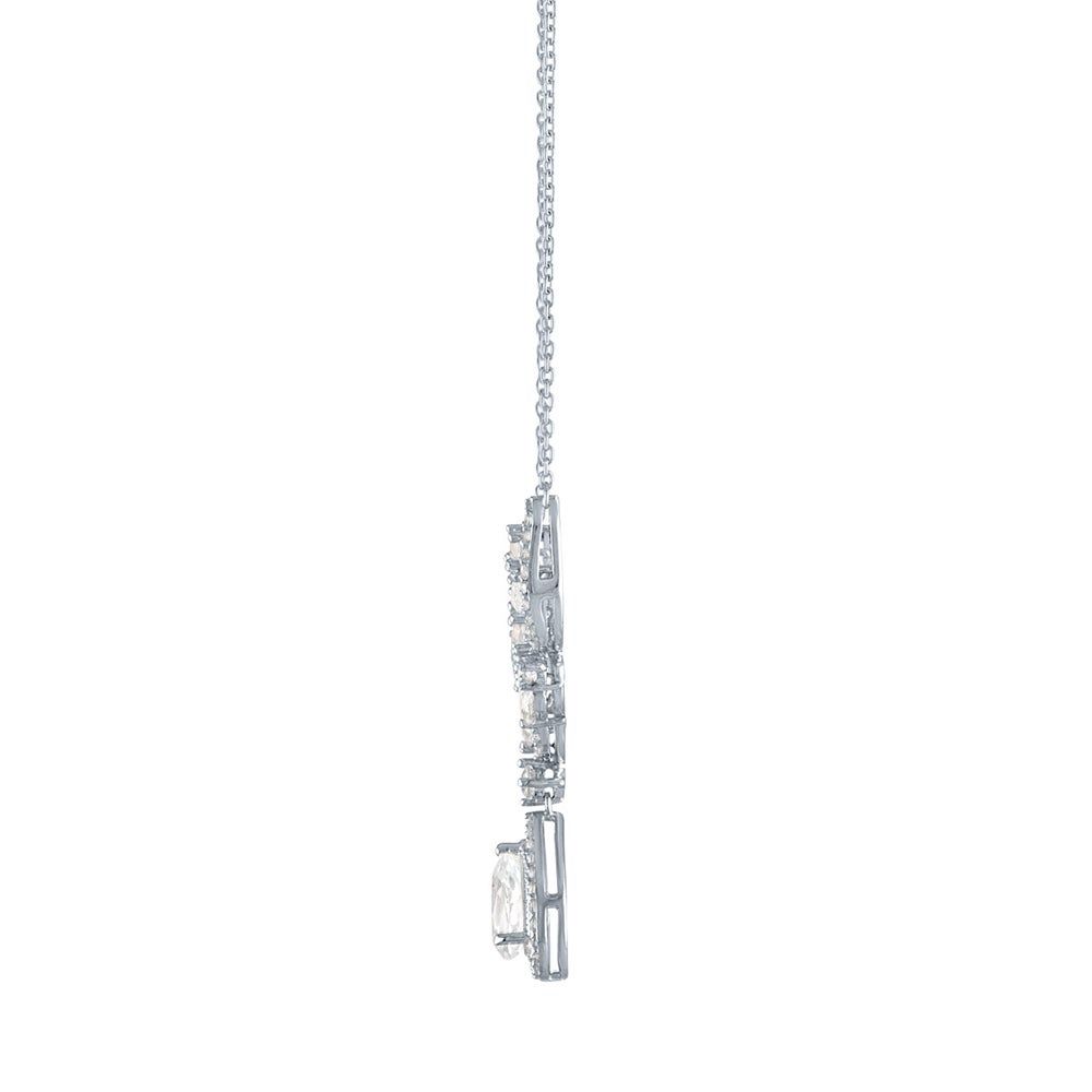 Lab-Created White Sapphire Drop Necklace in Sterling Silver