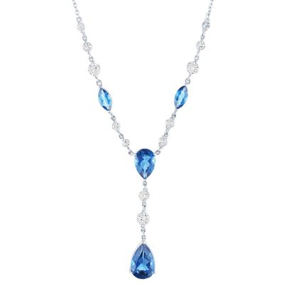 Blue Topaz & Lab-Created White Sapphire Necklace in Sterling SIlver
