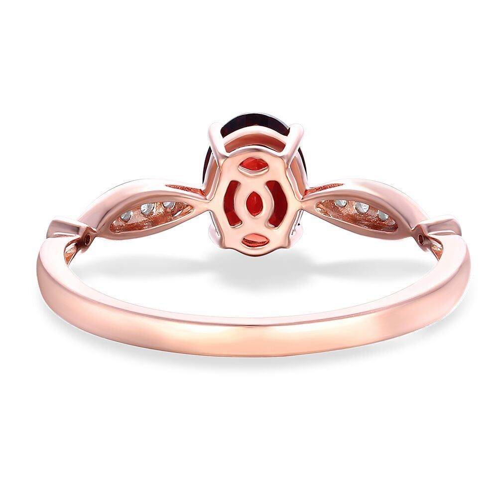 Garnet & Diamond Ring 10K Rose Gold