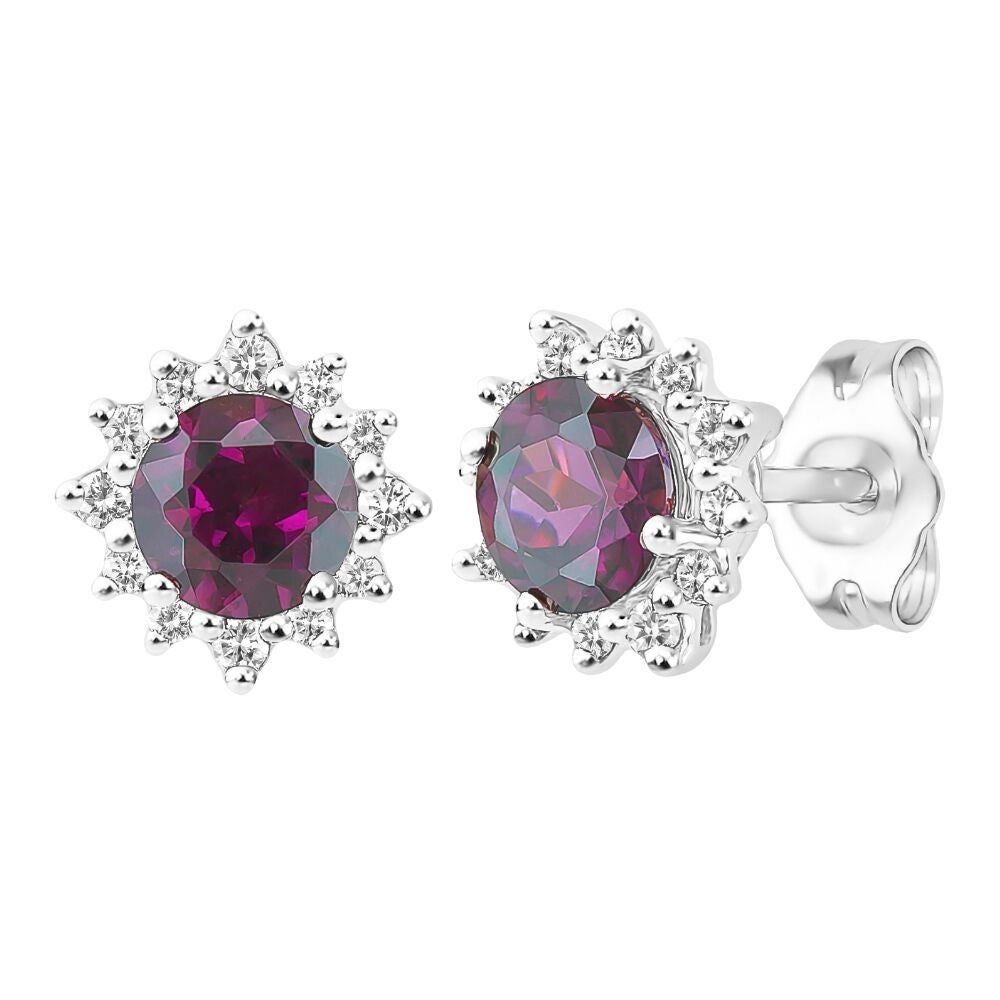 Rhodolite Garnet & 1/7 ct. tw. Diamond Earrings in 10K White Gold