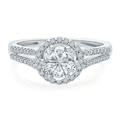 7/8 ct. tw. Round Multi-Diamond Center Engagement Ring 14K Gold