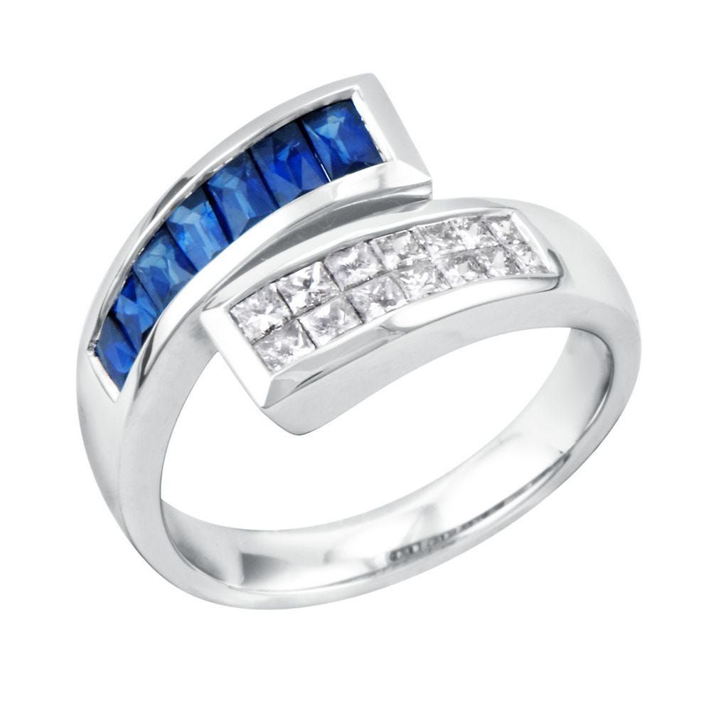 1/2 ct. tw. Diamond & Blue Sapphire Ring 14K White Gold