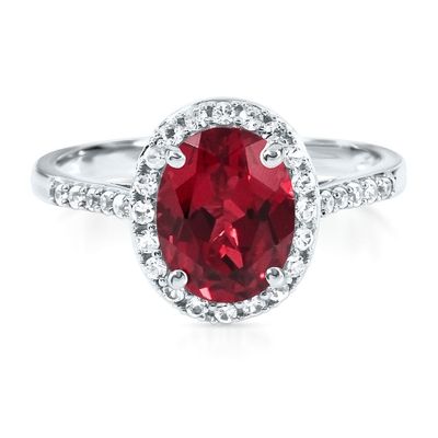Lab-Created Ruby & White Sapphire Ring 10K Gold