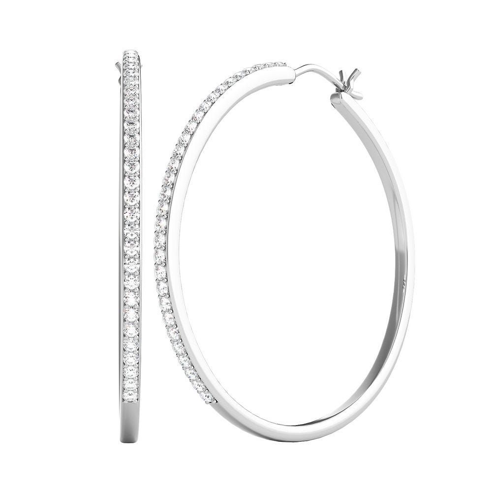 1/2 ct. tw. Diamond Hoop Earrings in Sterling Silver