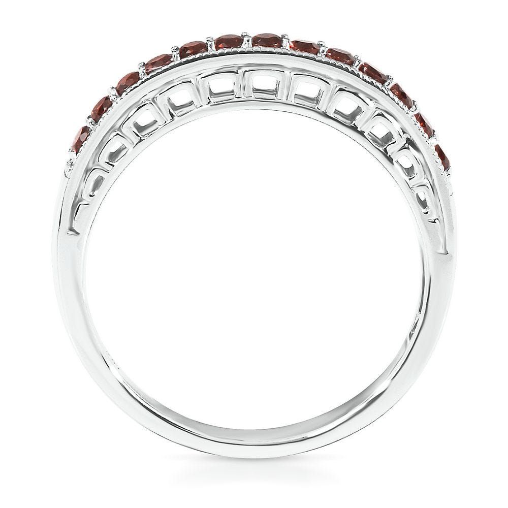 Garnet Stackable Ring Sterling Silver